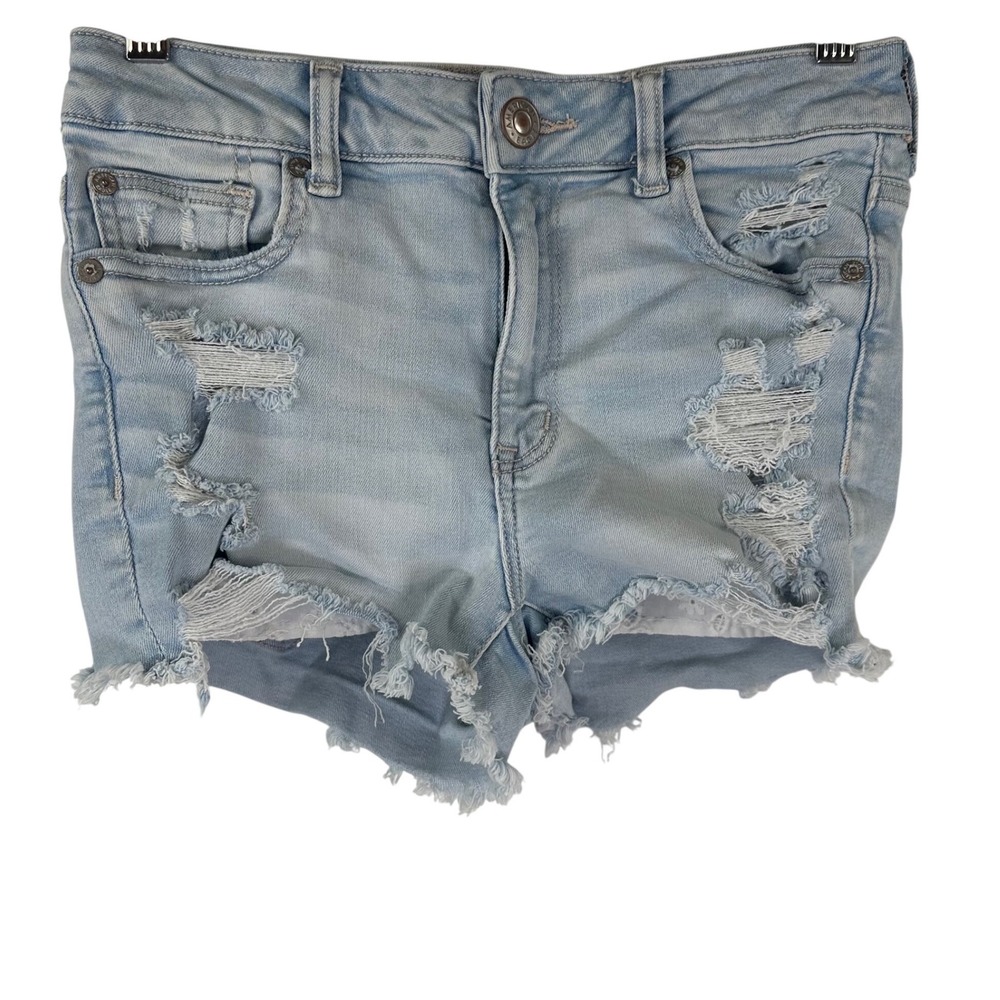 American Eagle Ne(x)t Level Stretch Distressed Denim Shorts Light Wash Womens 4